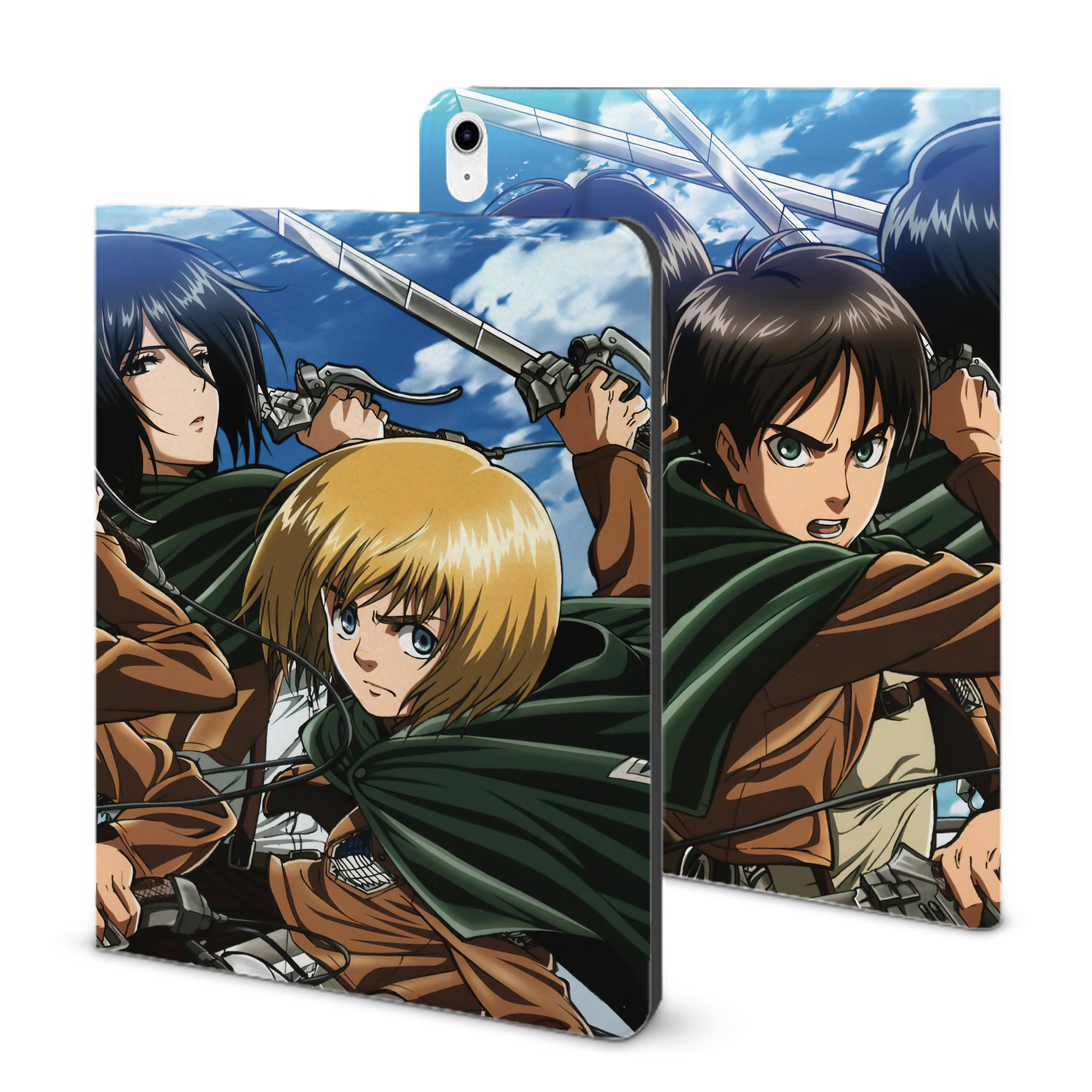 （画像用） 進撃の巨人 Attack on Titan IPad ケース ブック型 PUレザー TPU 耐衝撃 軽量 薄型 ペン収納なし 全面保護 IPad 各モデル対応